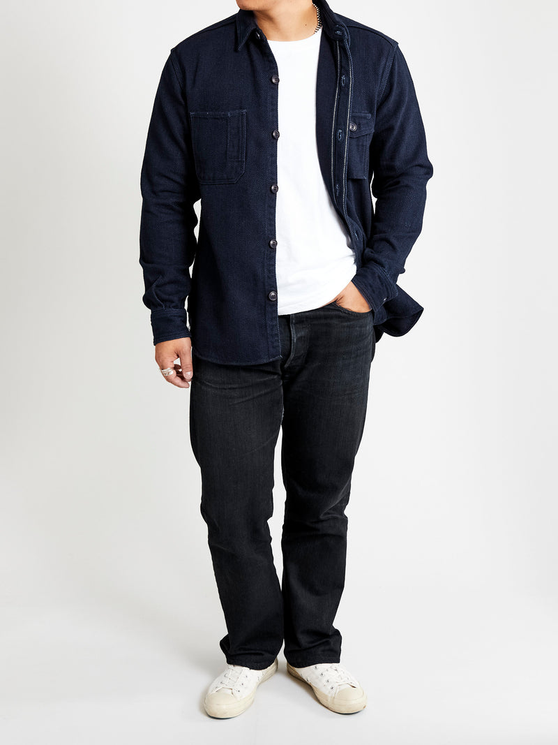 Heavy Dobby Sashiko Work Shirt in Indigo