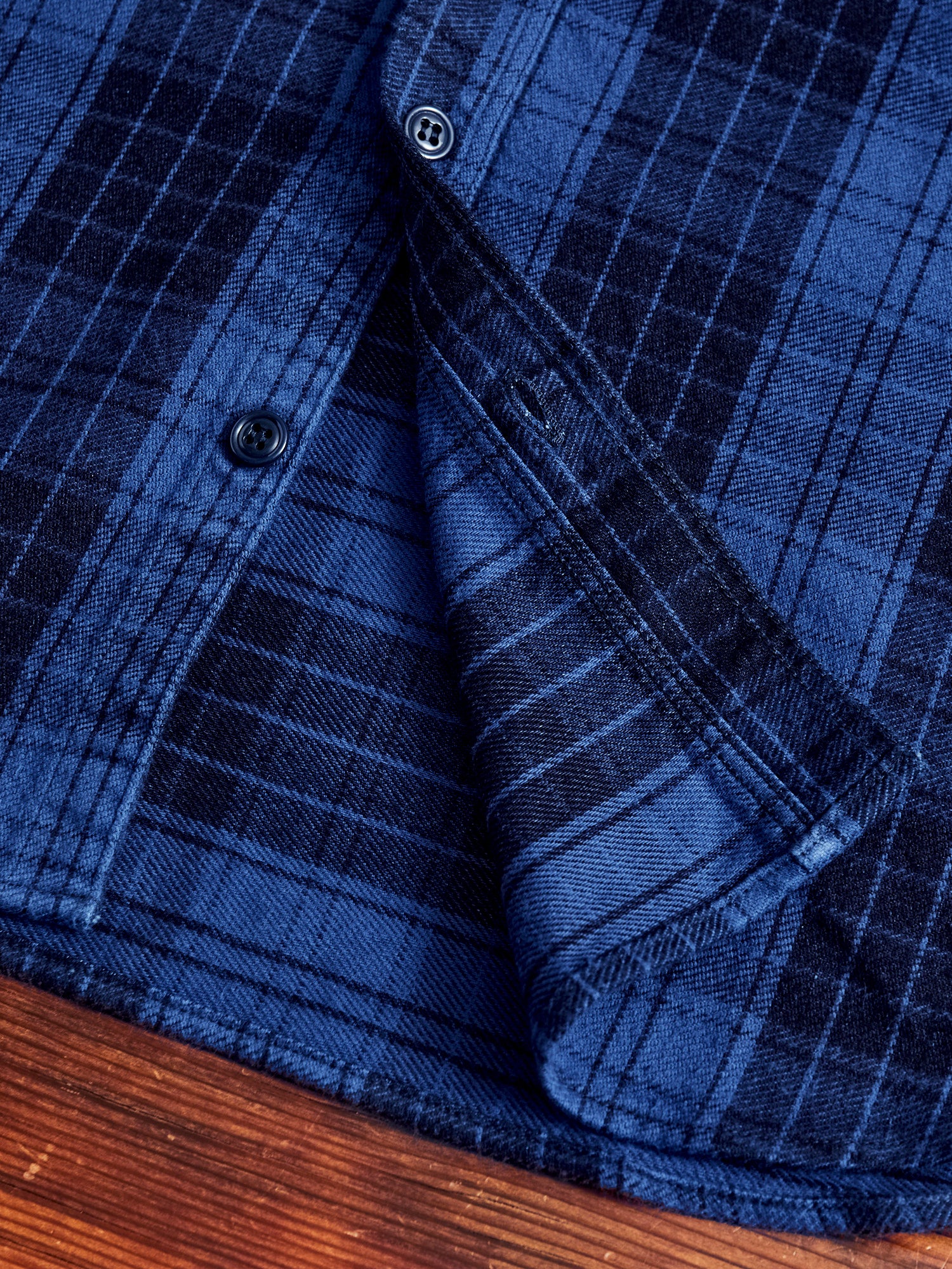 トップス HIRO kidill over check shirts HIRO kidill over check shirts Navy Premium Cotton Fine Twill