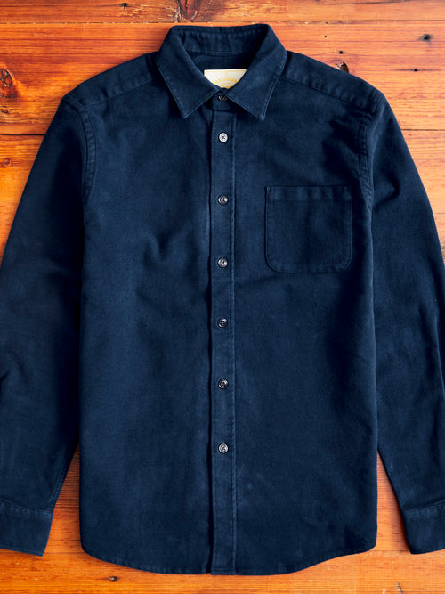 Moleskin Button-Up Shirt in Navy