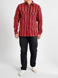"Drunk Stripe" Flannel Shirt in Red