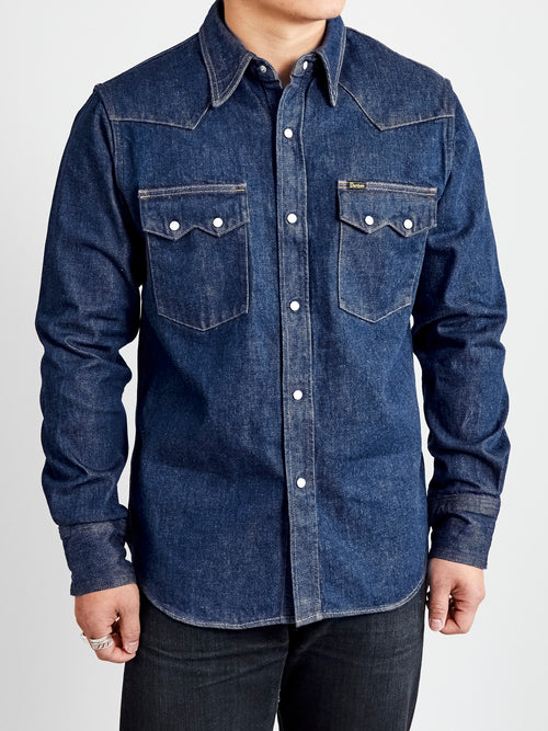 13oz Denim Western Shirt in Natural Indigo