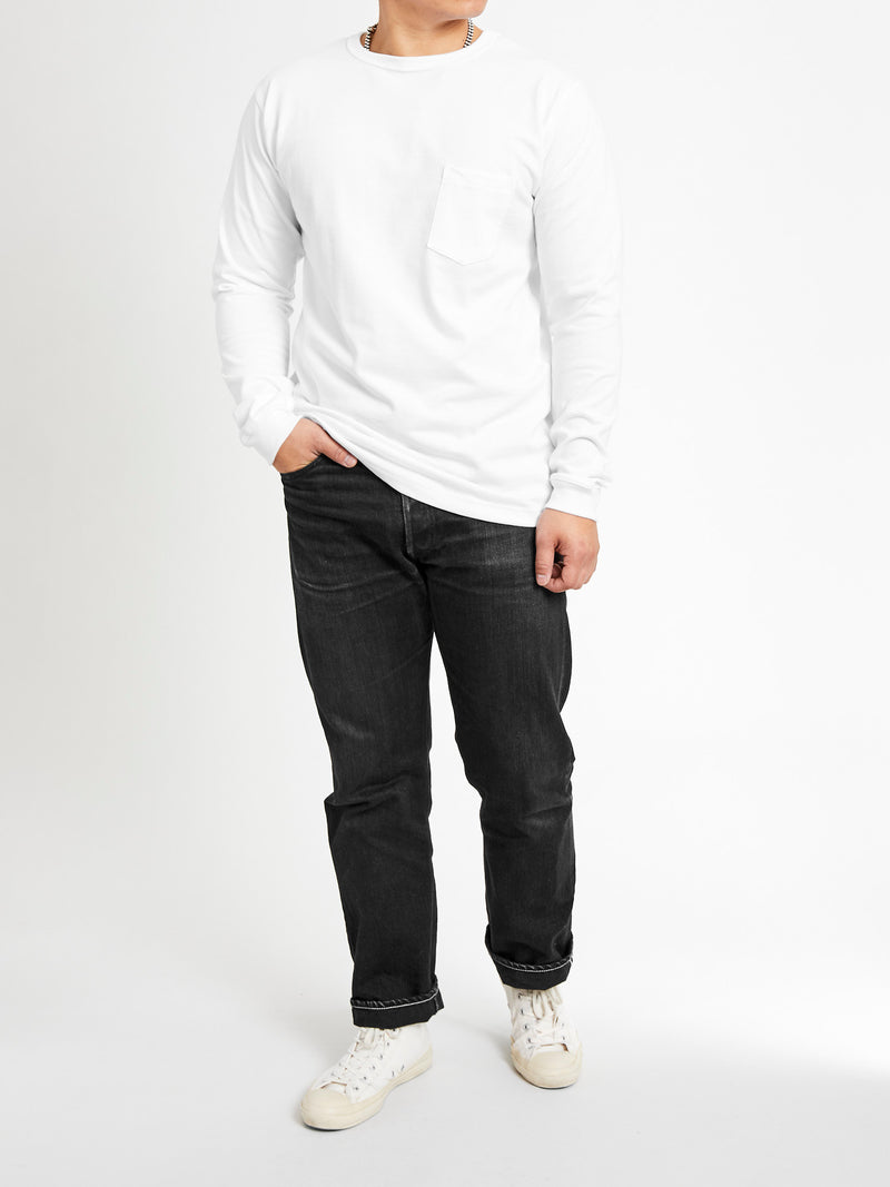 Long Sleeve Pocket T-Shirt in White