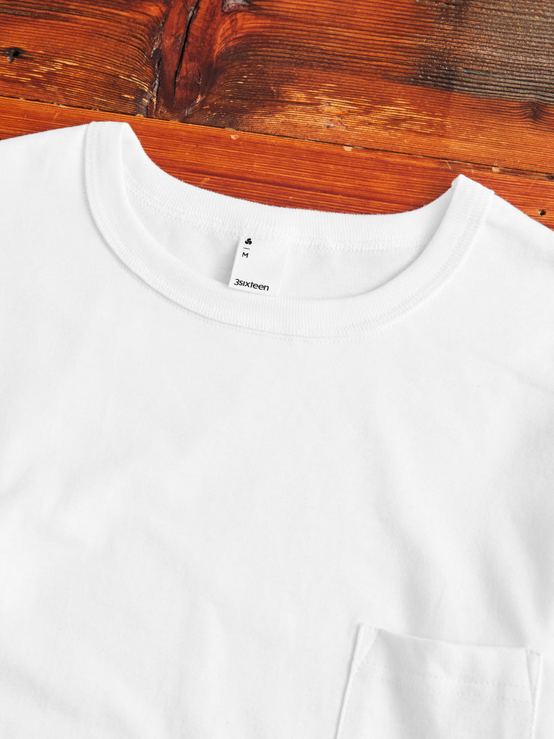 Long Sleeve Pocket T-Shirt in White