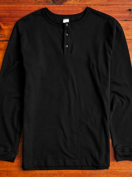 Long Sleeve Henley in Black – Blue Owl Workshop