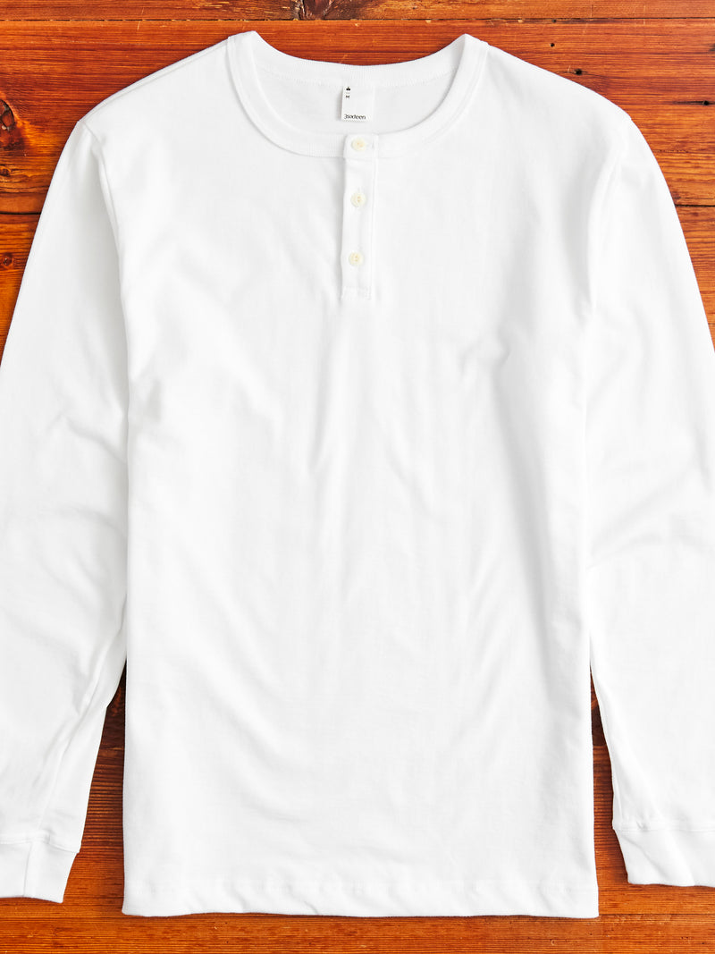 Long Sleeve Henley in White – Blue Owl Workshop