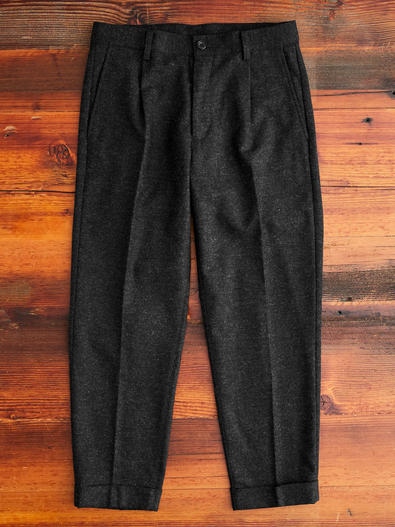 1-Pleat Wool Cashmere Trouser in Charcoal