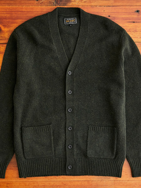 Elbow Patch 7G Cardigan in Olive