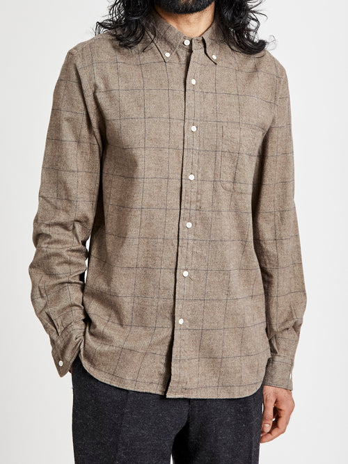 Shaggy Check Button-Down Shirt in Brown