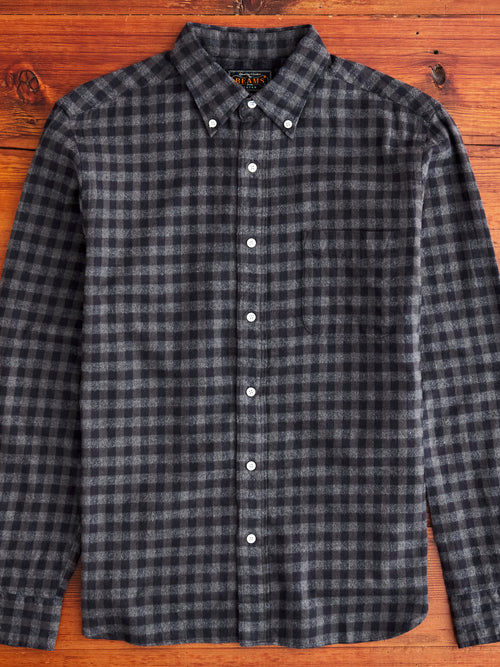 Gingham Check Button-Down Shirt in Grey