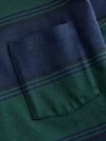 Long Sleeve Stripe Pocket T-Shirt in Navy