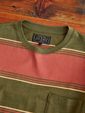 Long Sleeve Stripe Pocket T-Shirt in Olive