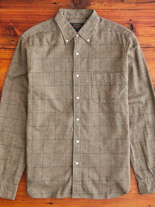 Shaggy Check Button-Down Shirt in Brown