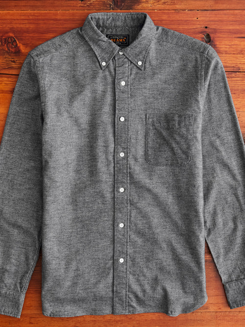 Twill Flannel Button-Down Shirt in Grey
