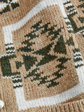 Cowichan Handknit Cardigan Sweater in Beige