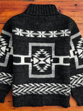 Cowichan Knit Cardigan Sweater in Black