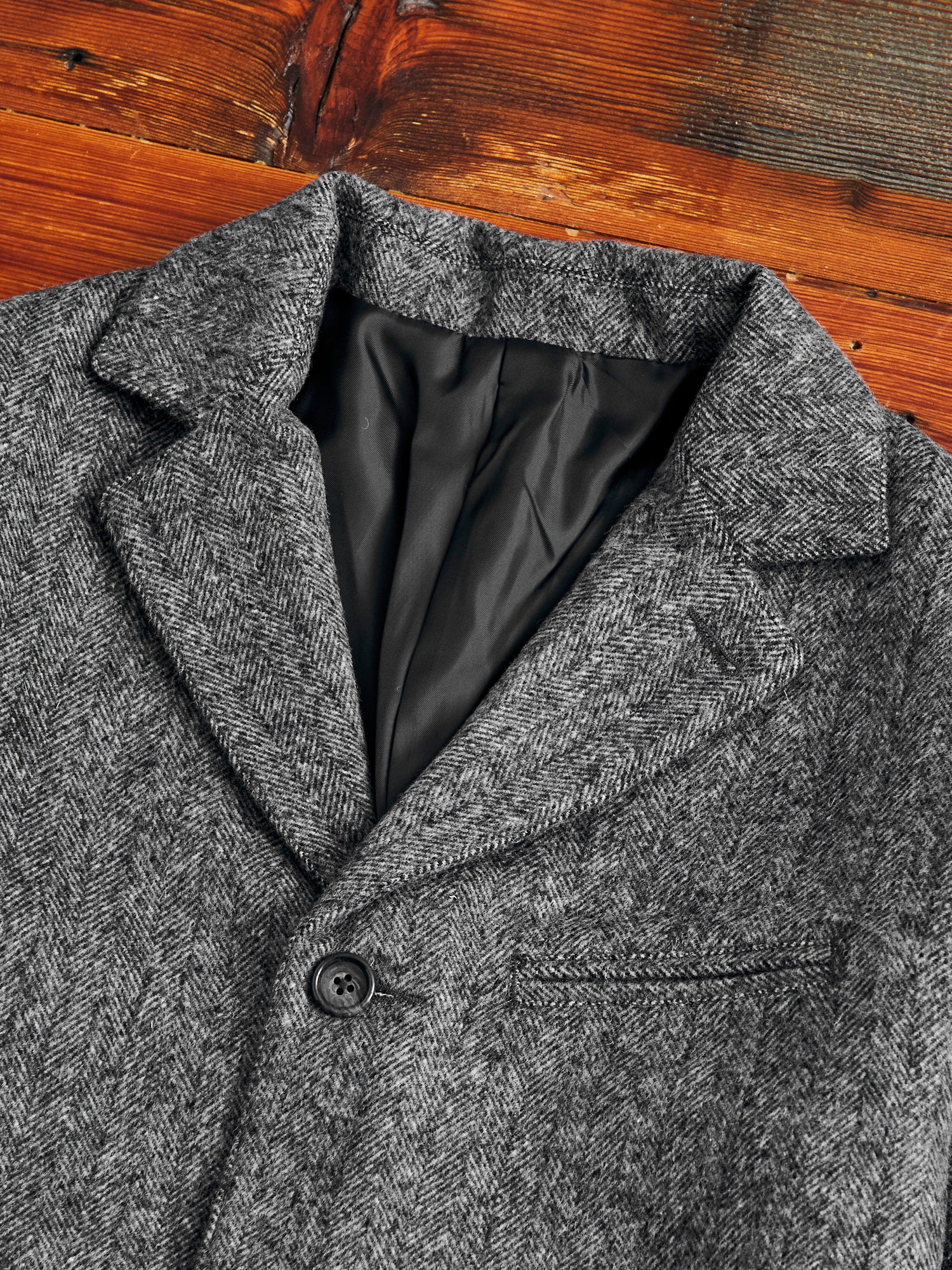 Wool Tailored Jacket in Black Herringbone – Blue Owl Workshop