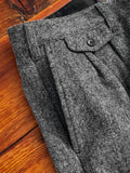 Wool Suit Trousers in Black Herringbone