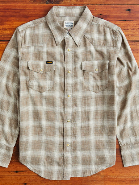 Ombre Check Western Shirt in Brown