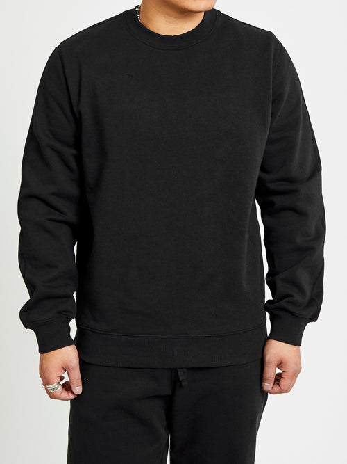 Heavyweight Fleece Relaxed Crewneck in Black