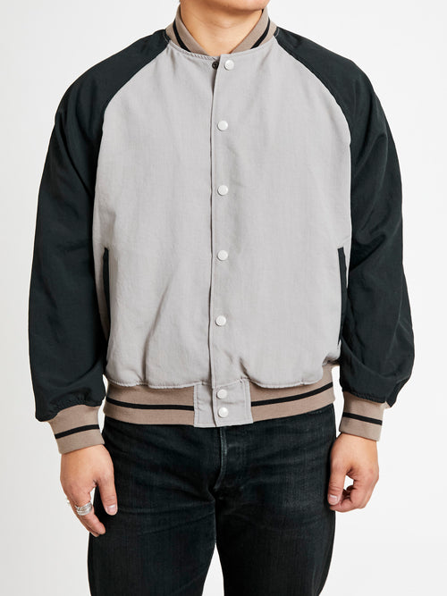 Two-Tone Baseball Jacket in Greige