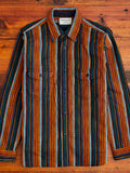 SIN23-02W Rope Dyed Flannel Shirt in Indigo/Orange