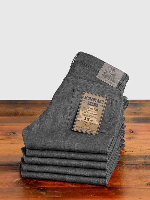 0605-70G 14oz Grey Selvedge Denim - Natural Tapered Fit