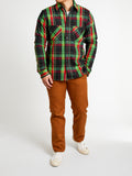 SIN23-01W Rope Dyed Flannel Shirt in Green