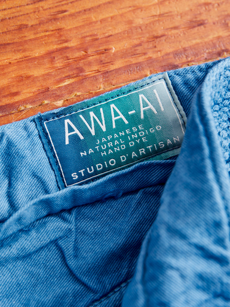 "Awa-Ai" Asagi Indigo Sashiko Pants - Regular Tapered Fit