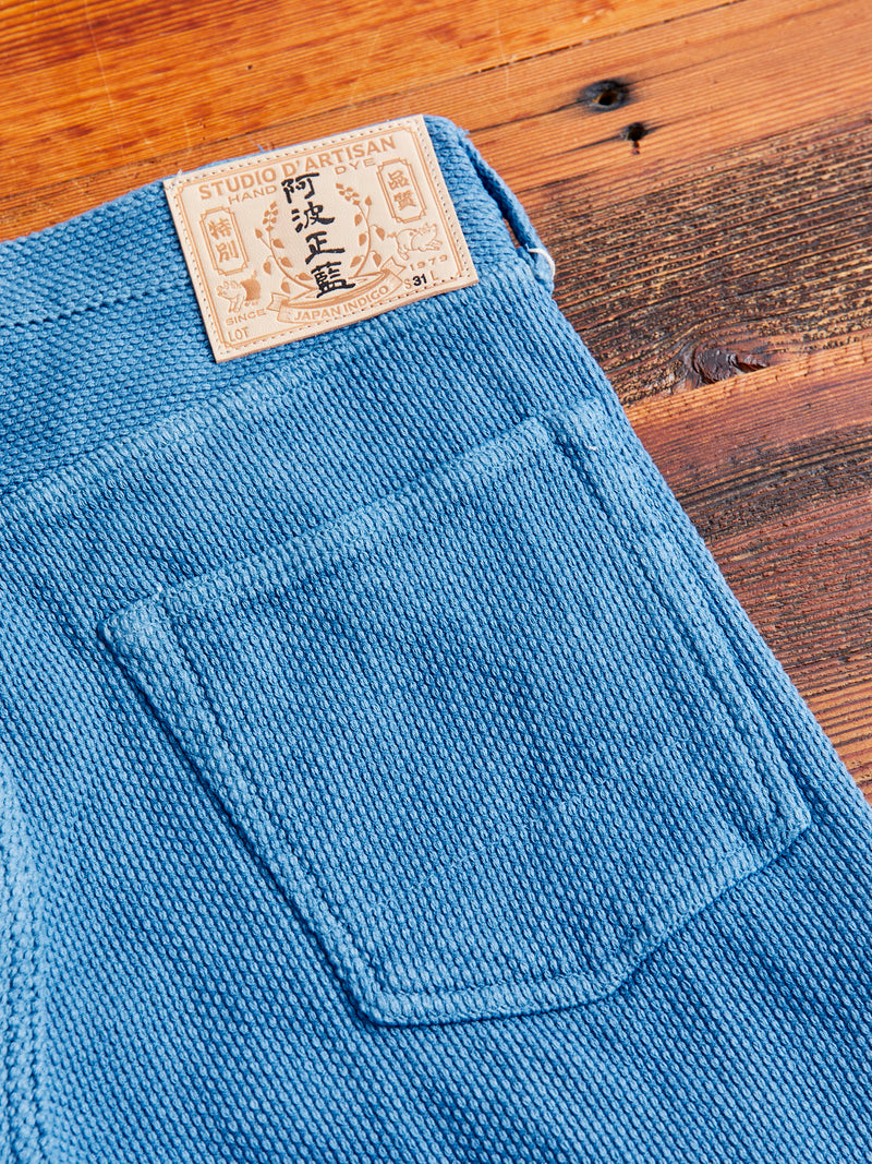 "Awa-Ai" Asagi Indigo Sashiko Pants - Regular Tapered Fit