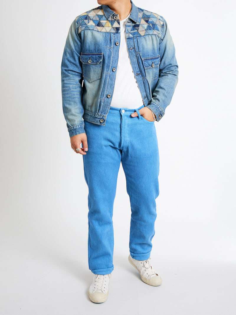 "Awa-Ai" Asagi Indigo Sashiko Pants - Regular Tapered Fit