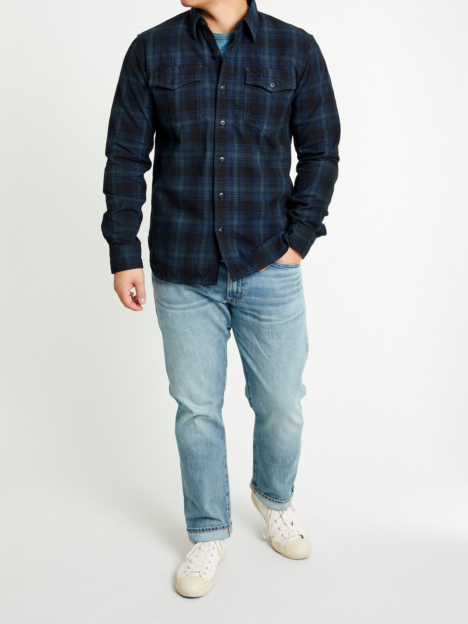 Herc Canvas Workshirt in Blue/Black – Blue Owl Workshop