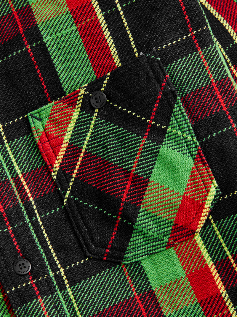 SIN23-01W Rope Dyed Flannel Shirt in Green