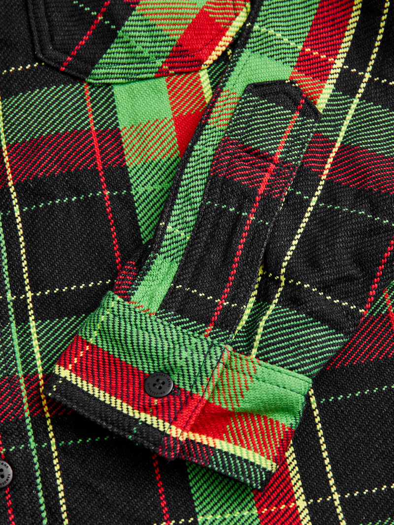 SIN23-01W Rope Dyed Flannel Shirt in Green