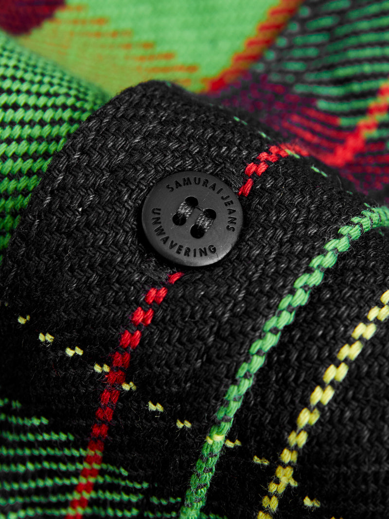 SIN23-01W Rope Dyed Flannel Shirt in Green