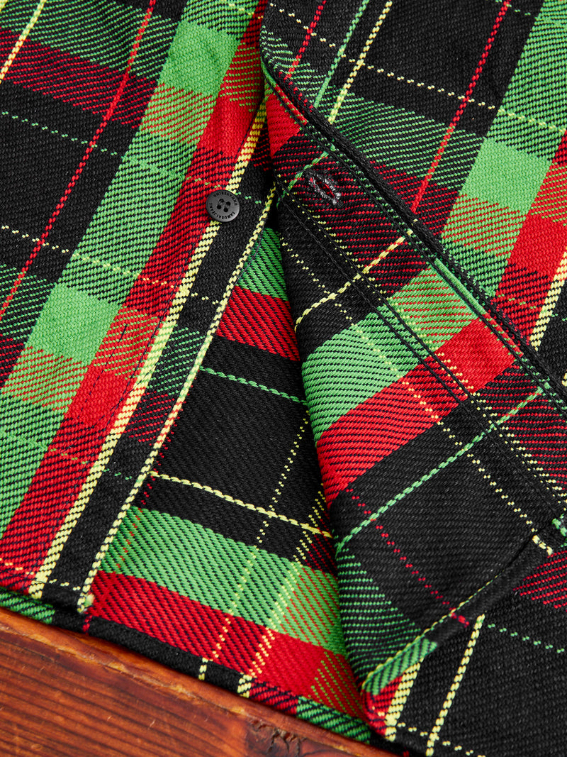 SIN23-01W Rope Dyed Flannel Shirt in Green