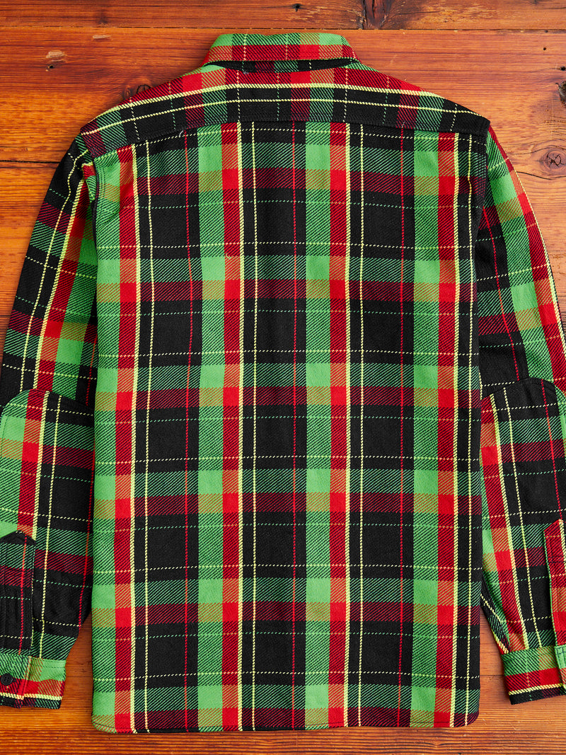 SIN23-01W Rope Dyed Flannel Shirt in Green
