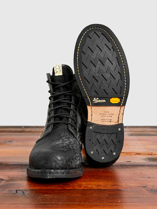 7 Hole '73-Folk Boots in Black Horsehide
