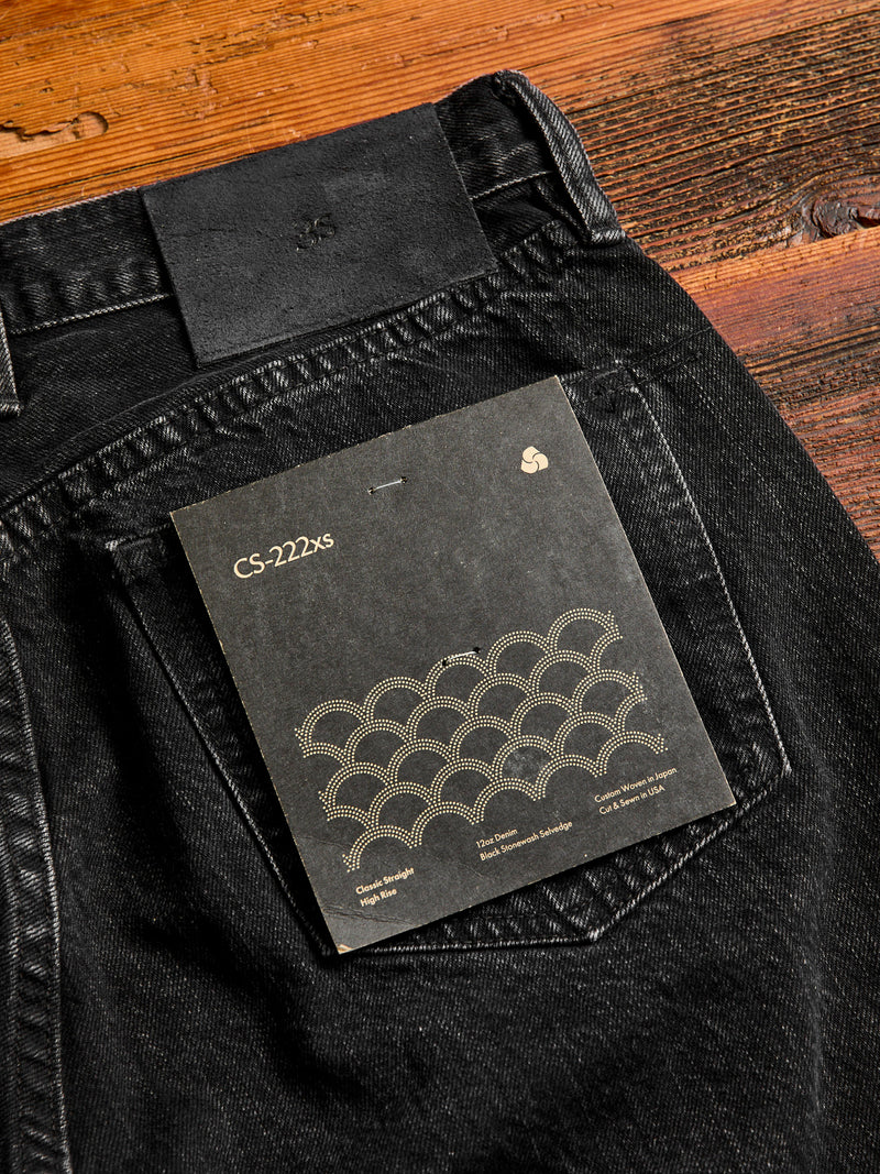 CS-222xs 12oz Stonewashed Double Black Selvedge Denim - Classic Straight Fit