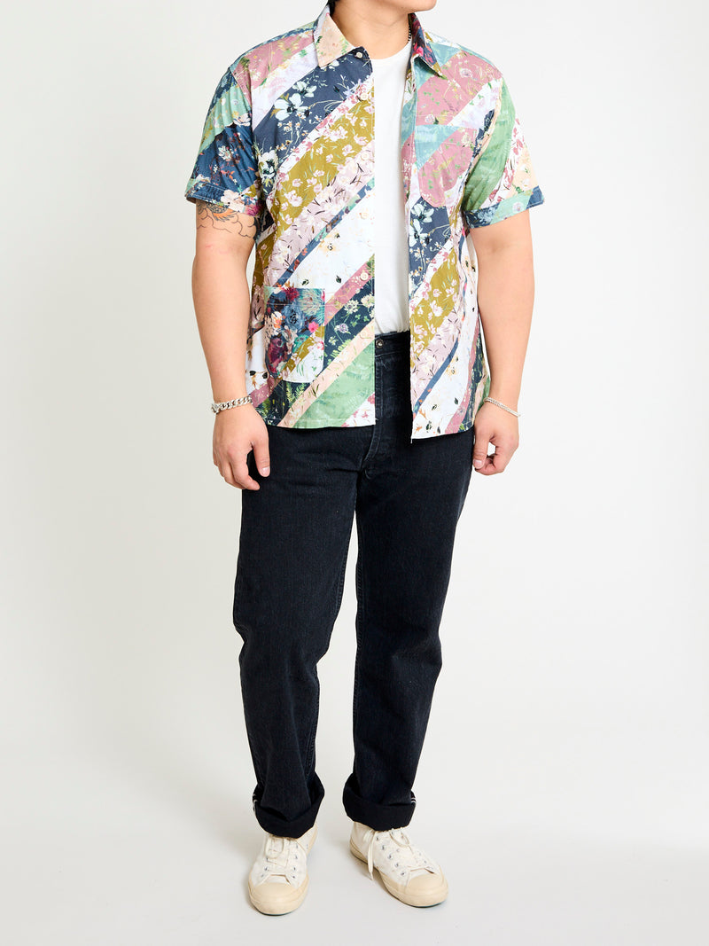 Camp Shirt in Navy Diagonal Print