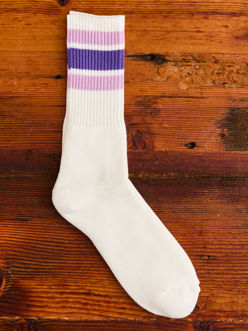3 Line Crew Length Sock in Purple