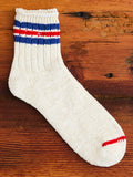 3 Line Quarter Length Sock in Off White
