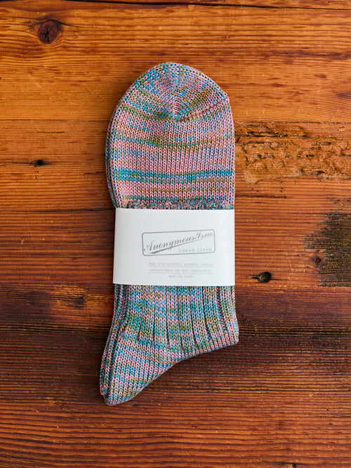 Melange Quarter Length Sock in Aqua Blue