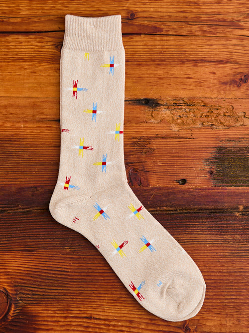 Sun Cross Crew Sock in Beige
