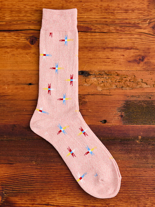 Sun Cross Crew Sock in Pink