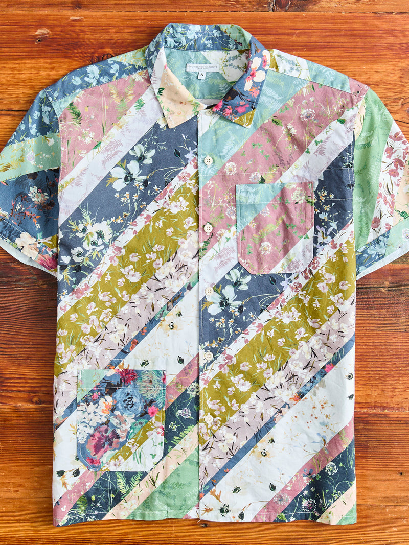 Camp Shirt in Navy Diagonal Print