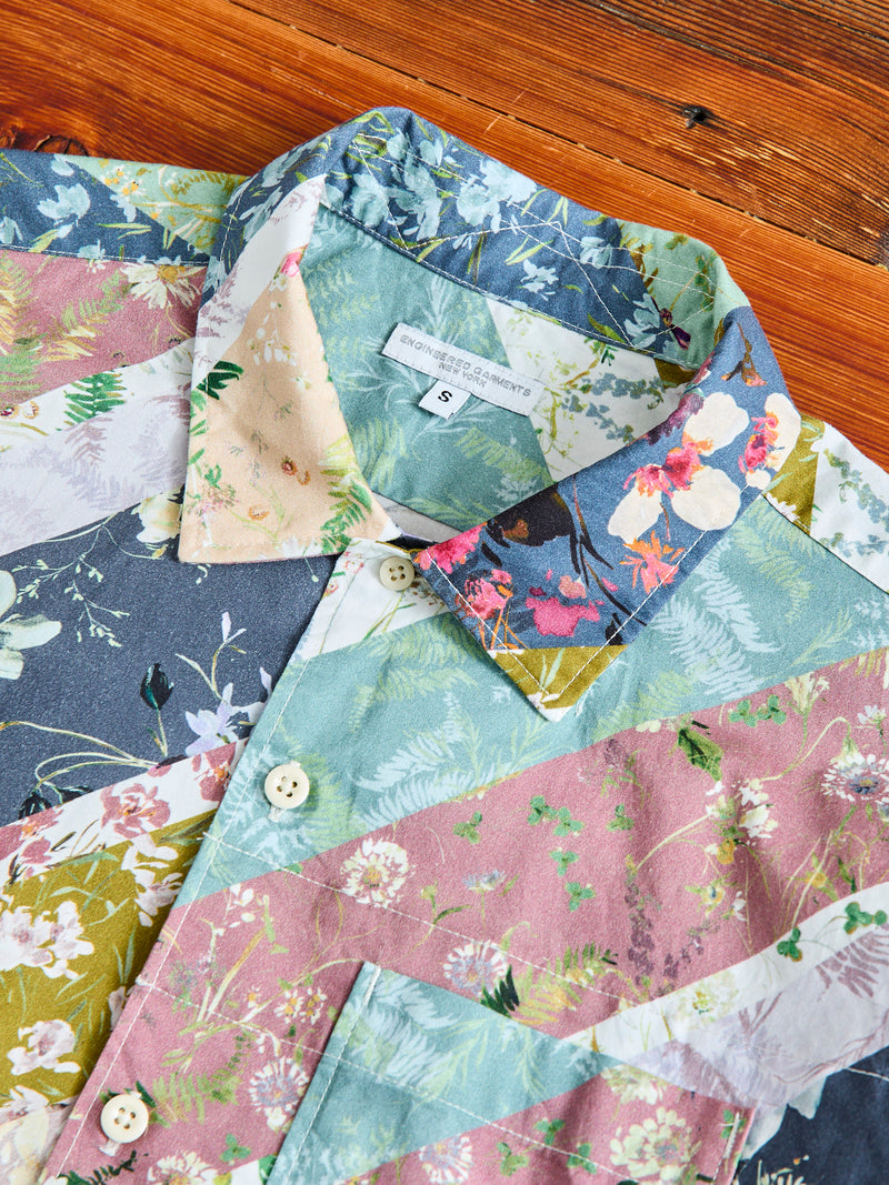 Camp Shirt in Navy Diagonal Print