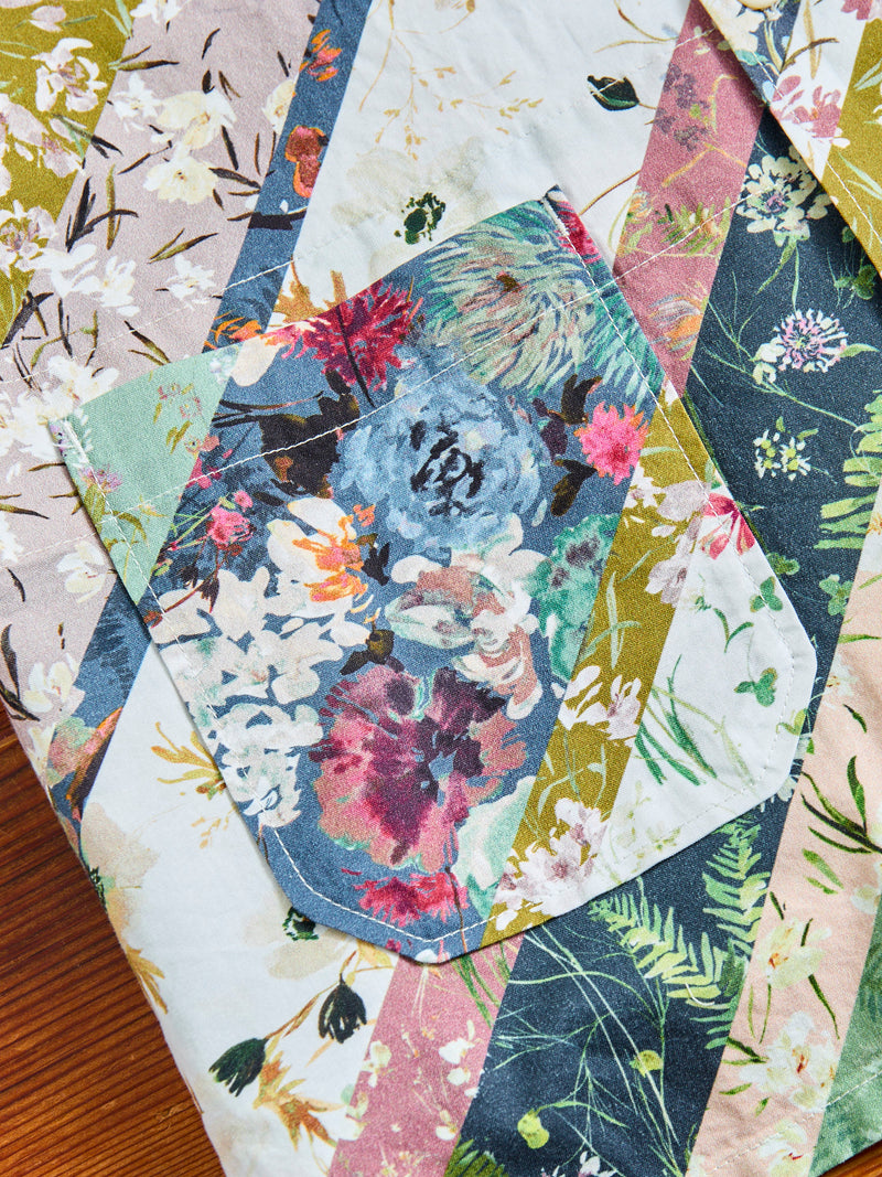 Camp Shirt in Navy Diagonal Print