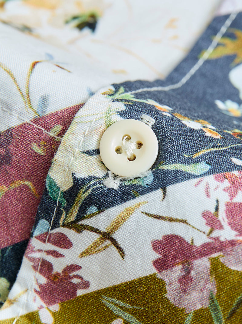 Camp Shirt in Navy Diagonal Print