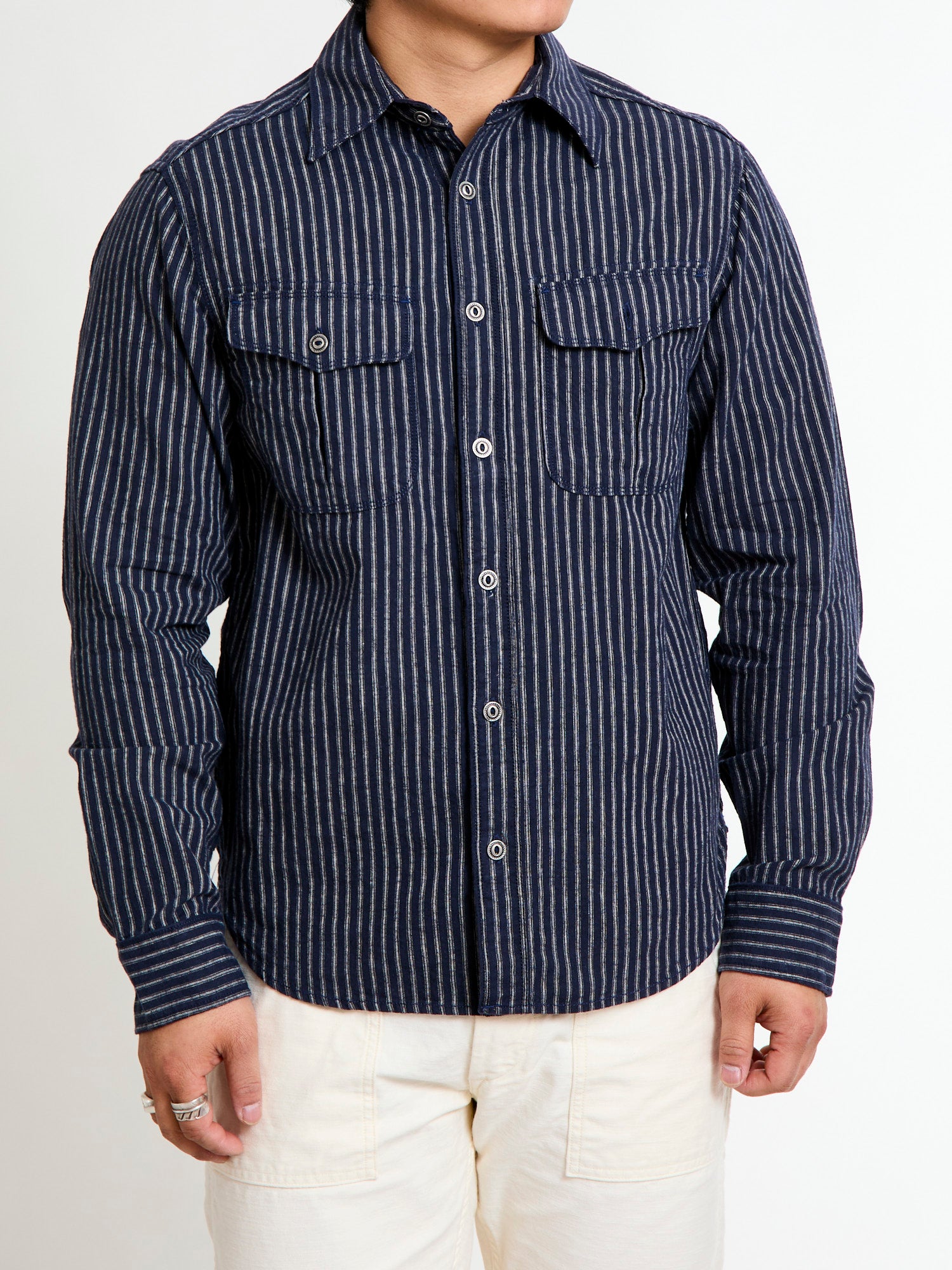 【NAMACHEKO】2019AW FRINGE SHIRT シャツ ネイビー NAMACHEKO】2019AW FRINGE SHIRT シャツ ネイビー