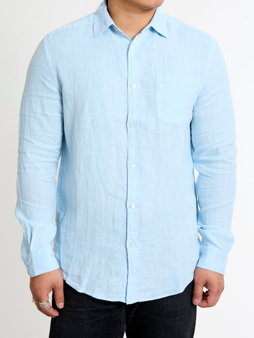 Linen Button-Up Shirt in Sky